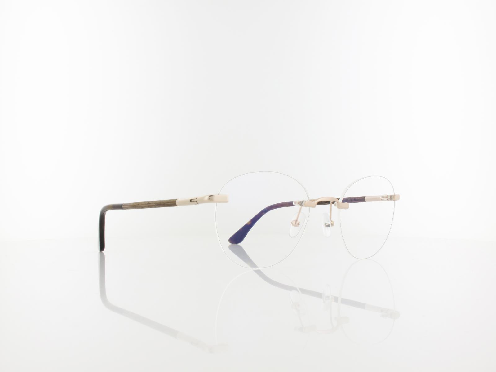 Wood Fellas | Ammil Rimless Titanium 11016 6705 52 | curled gold shiny