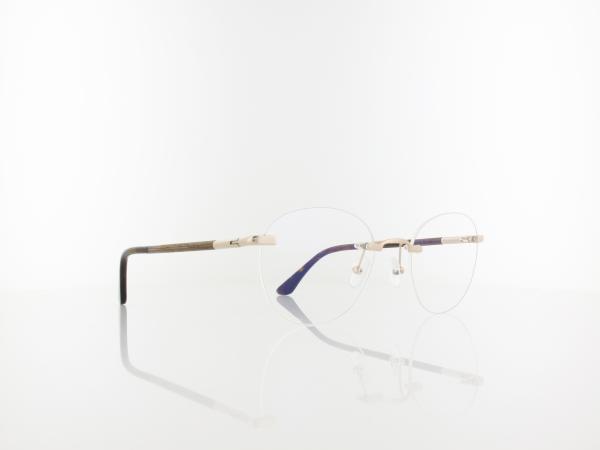Wood Fellas | Ammil Rimless Titanium 11016 6705 52 | curled gold shiny