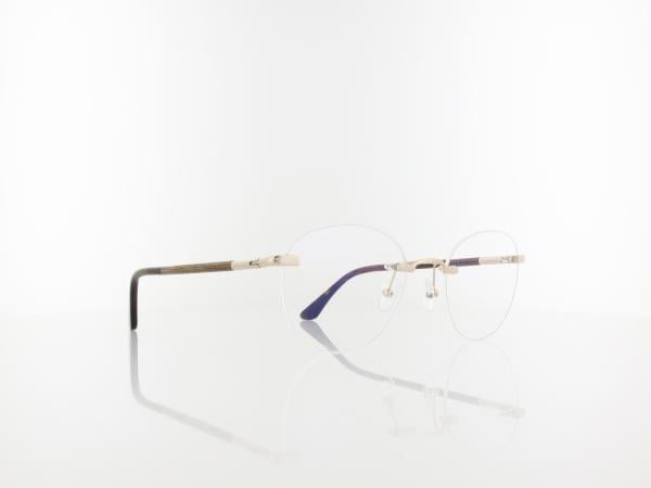 Wood Fellas | Ammil Rimless Titanium 11016 6705 52 | curled gold shiny