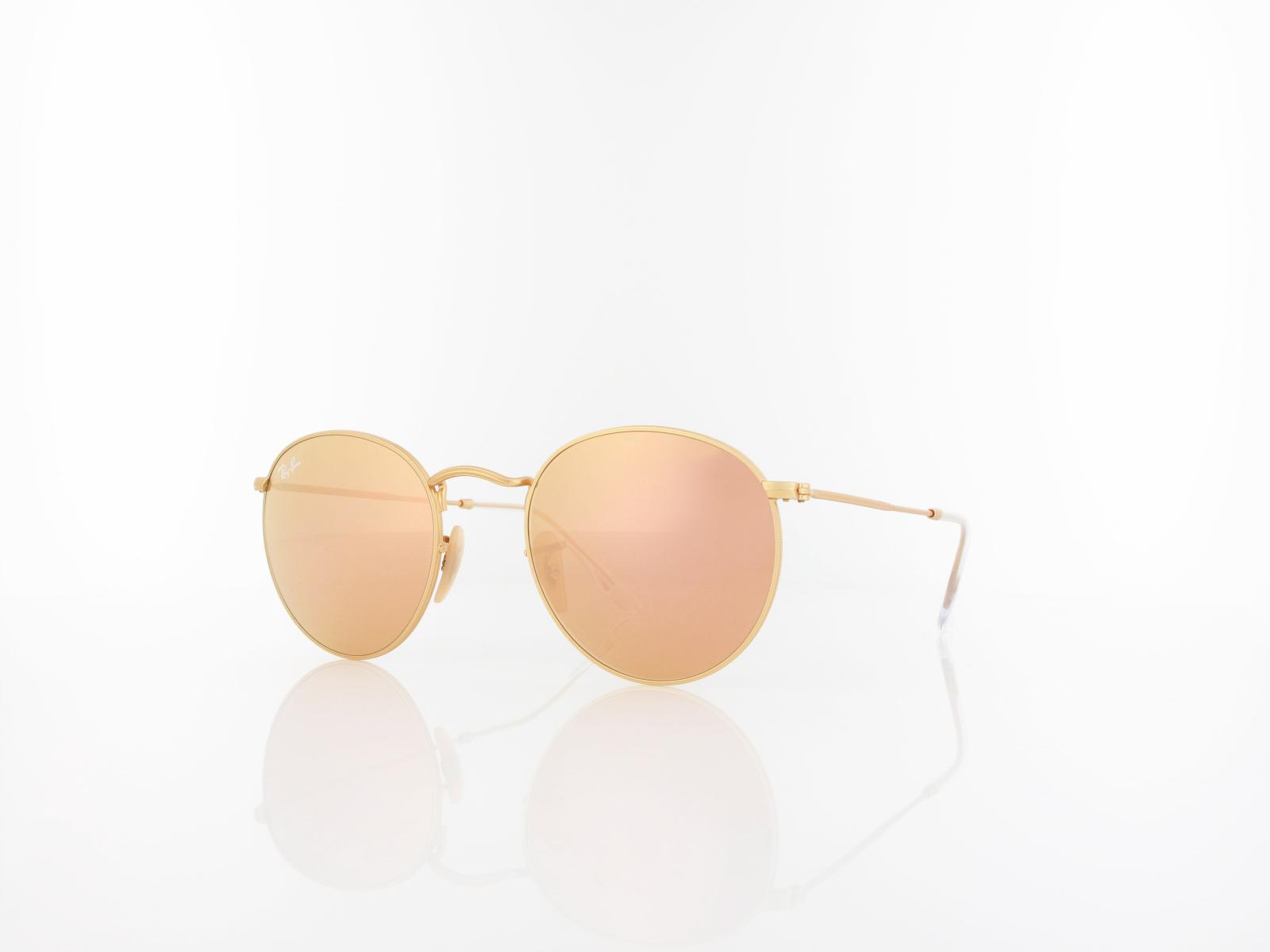 Ray Ban Round Metal RB3447 112/Z2 50 matte gold brown mirror pink